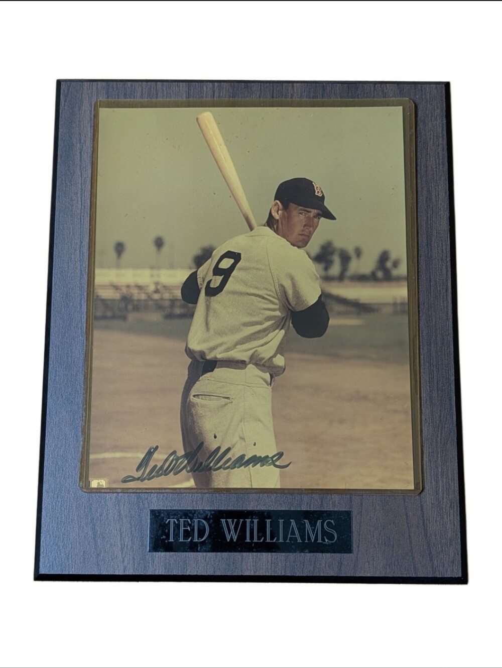 Vintage Signed Autograph Ted Williams Boston Red Sox 8x10 Photo Plaque
